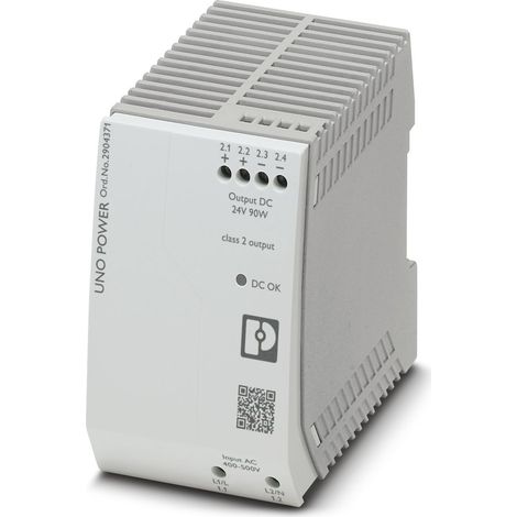 Alimentation pour rail DIN Phoenix Contact, série UNO-PS/2AC/24DC/90W/C2LPS, 24V c.c.out 3.75A, 575V c.a.in, 90W ( Prix pour 1 )