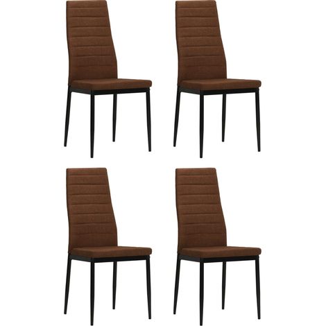Juego de 4 sillas de cocina comedor de diseño contemporáneo en tela marrón CDS021736