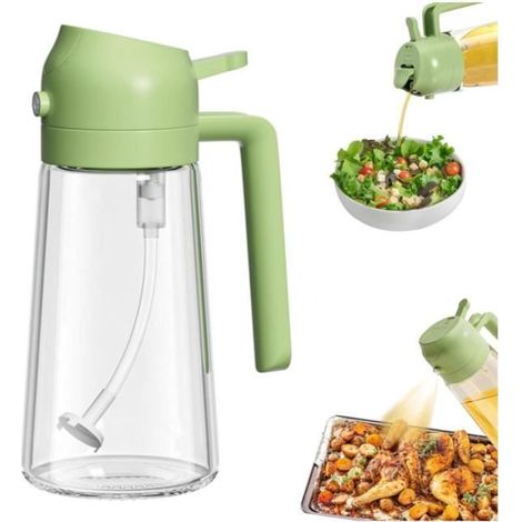 Spruzzatore per olio da cucina 2 in 1, 470 ml, spruzzatore per olio multifunzionale, spruzzatore per olio d'oliva in vetro, yd (1/4)
