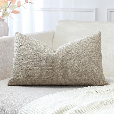 Fodera per cuscino, set da 1 federa per cuscino da divano con passanti, tinta unita, per arredamento interno di casa, soggiorno, camera da letto, 30x50 cm, avena