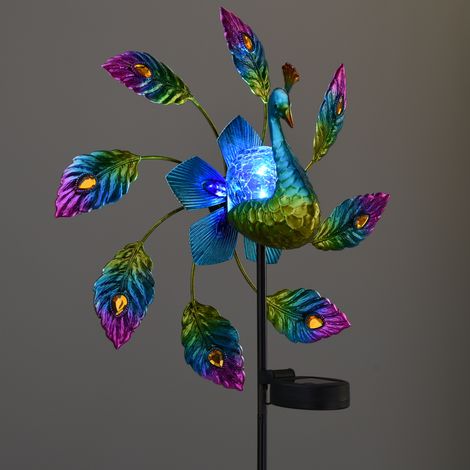 Lampe Solaire Tournante pour Jardin - Spinner Peacock Abs & Métal - 102cm Hauteur - 1x Solar Chargement Automatique (1/4)