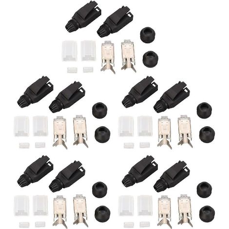Lot de 10 connecteurs RJ45 (8 fils, Cat5e/Cat6, adaptés à un usage industriel)