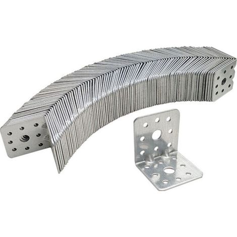 Connecteur d'angle 73 x 73 x 55 mm avec Nervure Équerre Perforée Connecteur pour le Bois Argent Lot de 10 Pièces (1/4)