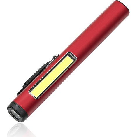 Mini Lampe de Poche, Lampe Torche LED, Penlight, Portable, avec Base Magnétique et clip de Poche, Étanche, USB Rechargeable, pour Camping Randonnée Urgence Inspection Réparation - Rouge (1/5)