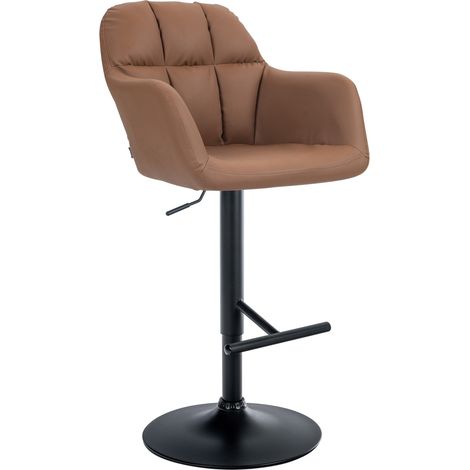 Sgabello bar seggiolone x1 Funzione rotazione 360° in PVC marrone chiaro con cuciture decorative base in metallo nero 100005263