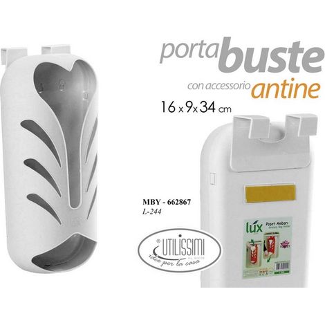 Portasacchetti in plastica da muro o mobile 34 x 16 cm