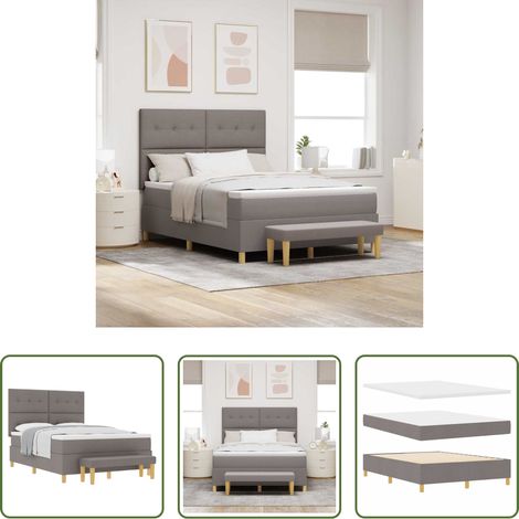 vidaXL Lit à ressorts avec tête de lit Taupe 200 x 160 cm tissu (1/5)