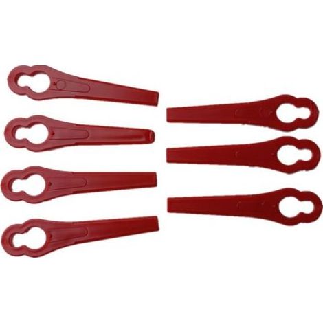 Lames plastiques de rechange L83 pour coupe-bordure et tondeuse à gazon, lame rouge forme gourde avec trous, accessoire jardin (1/5)
