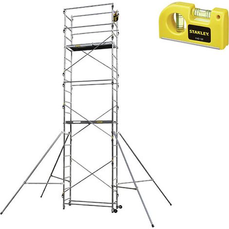 Trabattello domestico - 2 piani - Altezza max 6.50m - Livella a bolla - 349705-NIVEAU (1/5)