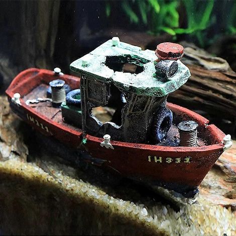 Décoration artificielle pour aquarium : épave de bateau, aménagement paysager. (1/4)