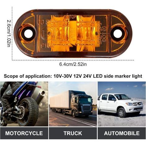 Feu De Signalisation Latéral - LED Ovale - Étanche IP65 - 12 V À 30 V - Pour Camion Remorque SUV Caravane - Lot De 10 (1/5)