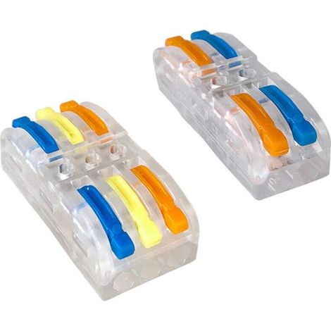 30 Pièces SPL-2 / SPL-3 Levier-Écrou Fil Connecteurs Set, Transparent Conducteur Compact Fils Connecteurs, Compact Connecteur Ressort Bornier (Levier Multicolore) (1/4)