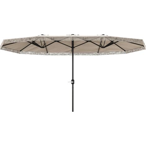 Dell Ombrellone da Giardino Doppio DECHOME 450x265x260 cm, 12 Stecche, Manovella, Poliestere Acciaio, Bianco Crema, Protezione UV30+, Resistente agli Schizzi (1/3)