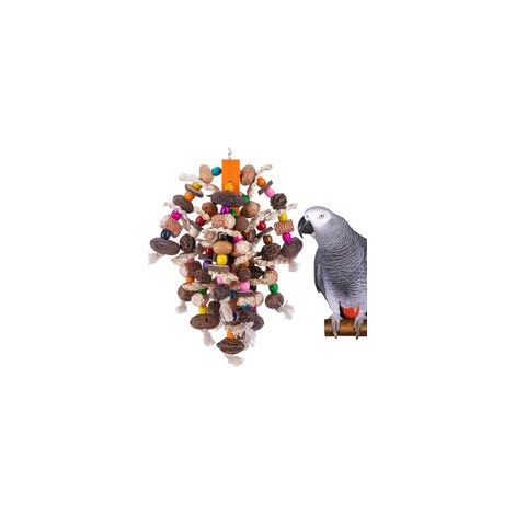 Giocattoli da masticare per pappagalli, giocattolo da strappare con noci e mais naturali, giocattolo in legno per gabbia per pappagalli cenerini africani, ara, cokatoo, pappagalli amazzoni e altri ucc