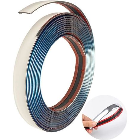 Chrome Bande de Garniture Voiture 18mm5m Baguette Adhesive Chrome pour Carrosserie Fenêtre Décoration Extérieure (1/4)