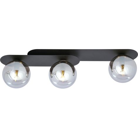 Lampada a Soffitto Plaza, Acciaio verniciato a polvere, Vetro, Nero, Grigio, 70x18x14 cm (1/5)