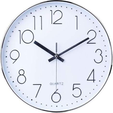 Horloge murale moderne, 30 CM Large décoratif universel silencieuse sans tic tac intérieur Quartz ronde murale horloge non-coque pour salon cuisine bureau (argent) (1/5)