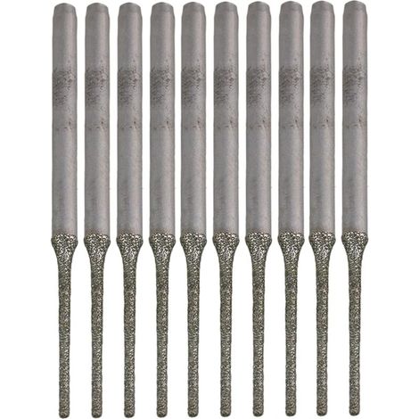 Lot de 10 forets prolongés à pointe argentée en diamant, pour percer des trous sur des minéraux, perles, agates, bijoux, argent (1/5)