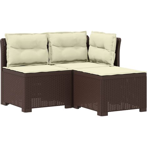 Maison Exclusive - 3-Sitzer Garten Sofa mit Kissen Rattan-Look PP (1/5)