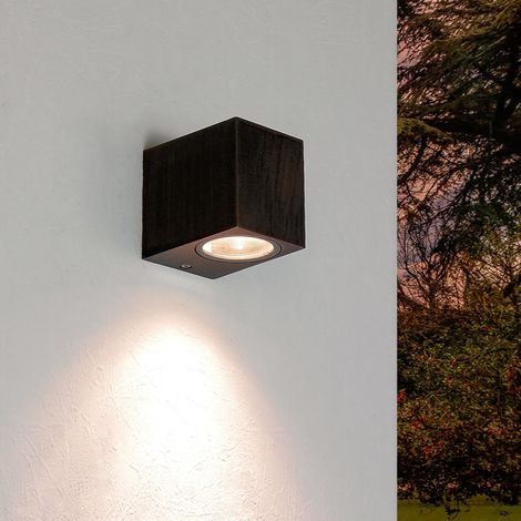 Applique d'extérieur Laylah carrée au design marron de style moderne Downlight GU10 IP44 - noir (1/5)