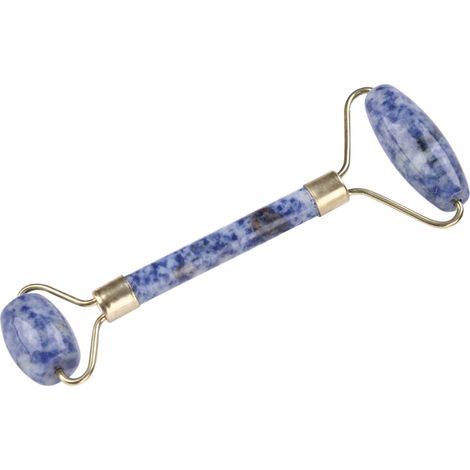 Rouleau de Massage Visage en Jade Naturel, Double Tête pour Contour des Yeux et Anti-Âge (Bleu) - Outil de Soin Beauté (1/5)