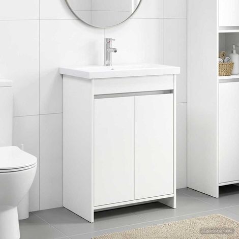vidaXL Badezimmermöbel-Set Weiß 81 x 40 x 84,5 cm Holzwerkstoff (1/5)