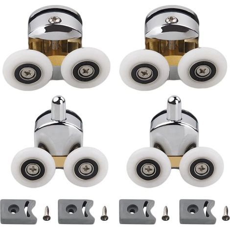 Shower door rollers, plastic door wheels, for 4-6 mm thick glass, 23 mm diameter (2 upper rollers and 2 lower rollers) (23 mm) (1/4)