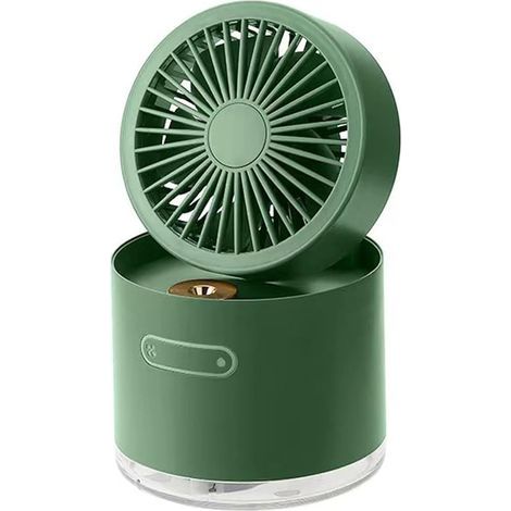 Wiederaufladbarer tragbarer Ventilator mit Luftbefeuchter, drei Geschwindigkeitsstufen, Trockenheitssensor, 2000 mAh Akku, USB-Ladefunktion, 180°-Drehung, faltbares Design, Umgebungslicht, ideale Wahl (1/5)