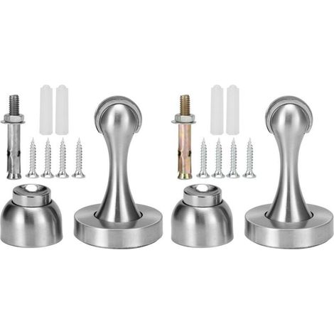 AMXCNOY Set mit 2 magnetischen Türstoppern aus Edelstahl, stark und flexibel, zur Wandmontage, robust und widerstandsfähig, mit schalldämpfendem Gummi. (1/4)