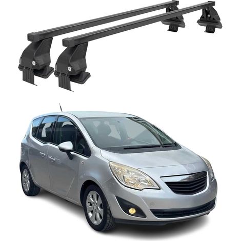 OMAC Dachträger Querträger Stahl für Opel Meriva II 2010-2017 – Abschließbar – City-Crash-getestet – DIN 75302:2019 – ISO/PAS 11154:2006 – Max. 50 kg Schwarz (1/5)