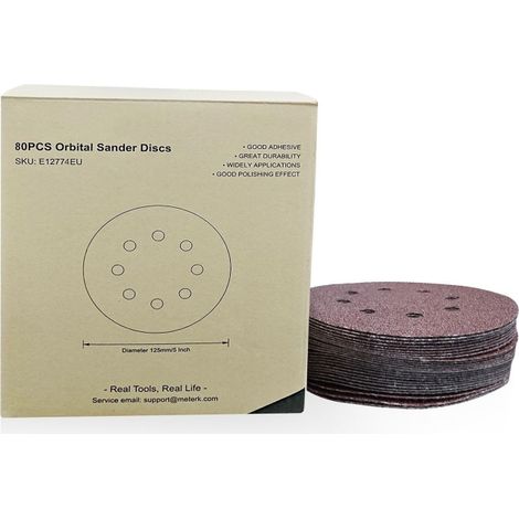 Disques de ponçage auto-agrippants 5 pouces, 8 trous, paquet de 80 (MKSP04), emballage extérieur 15 kg (1/5)