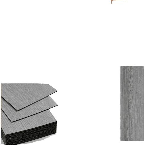Adesivi in ​​vinile autoadesivi per pavimenti e pareti, design resistente, effetto legno grigio cenere-a, 60 pezzi-b (1/2)
