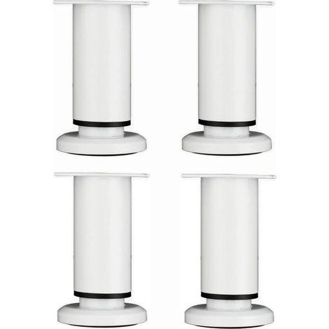 4 Stücke Verstellbare Möbelbeine 12cm Weiß Runde Metall Tischbein für Sofa Schrank Bett mit Schrauben
