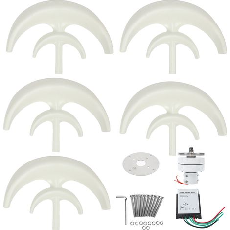 Éolienne 1200W 5 pales Générateur AC Moteur Solaire Lanterne Double Couche Blanche 48V Kit (1/5)