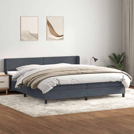 Boxspringbett mit Matratze Dunkelgrau 180x210 cm Samt