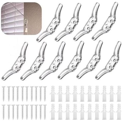 10 Stück Kordelklemmen für Jalousien, Vorhänge und Sonnenschutz, transparente Kordelaufwickler aus Kunststoff mit Schrauben (1/5)