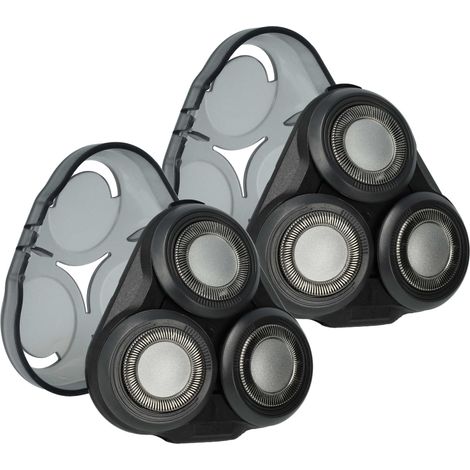 vhbw 2x Ersatz-Scherköpfe kompatibel mit Philips S5000, S5040, S5013, S5042, S5008, S5010, S5011, S5015, S5050, S5070 Elektrorasierer, Schwarz