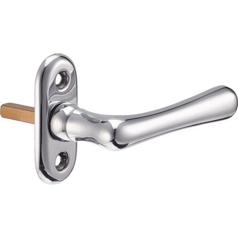 Poignée de fenêtre élégante 504H-Vissée Visible, 7 x 35, Aluminium Poli, argenté