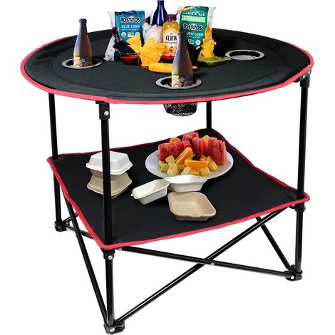 1 Table pliante, toile, acier inoxydable, portable avec sac, camping plage pique-nique (1/5)