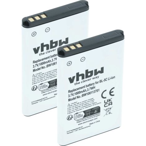 vhbw 2x Akku kompatibel mit Techniradio DAB+ Radio, RDR Handy Smartphone Telefon (1000 mAh, 3,7 V, Li-Ion) (1/5)