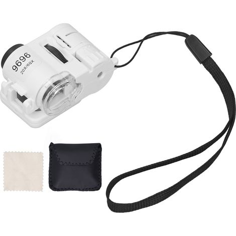 Lente d'ingrandimento portatile pieghevole a LED 20X 60X con visione chiara, mini lente d'ingrandimento tascabile multiuso per ispezione di monete, francobolli e mappe, DUBUNS (1/5)