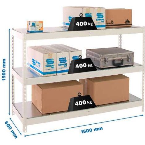 Estanteria 1500x1500x600 ECOFORTE 1506/3 METAL 1500 BLANCO/GALVA marca SIMONRACK (1/2)