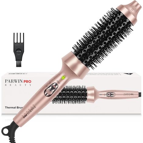 35mm Thermal Brush with Tourmaline Ceramic Heating and Negative Ions Straightener Curling Iron Heating Brush Double Voltage Styling Brushes for Women Travel Gifts (1/5)