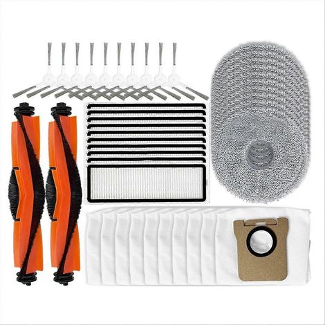 Balai latéral principal, filtre HEPA, serpillière et sacs à poussière pour robot aspirateur - pack complet de rechange, accessoires compatibles, nettoyage efficace, pièces de remplacement. (1/5)