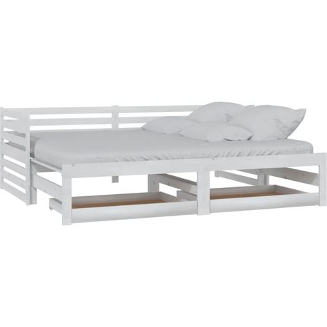 Maison Exclusive - Dormeuse Estraibile 2x(90x200) cm Bianca in Massello di Pino