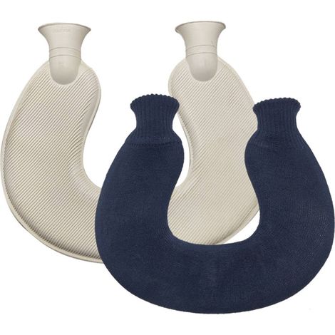 bolsa de agua caliente, de goma, en forma de U, con cubierta de malla, para cuello y hombros. (1/5)