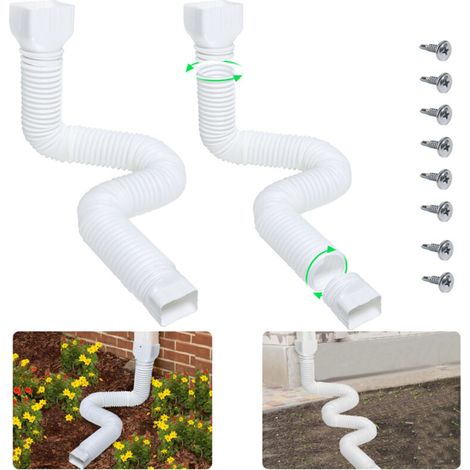 Flexible gutter downspout extensions from 53 to 152 cm for rain gutters, downspout extension (white) (1/5)