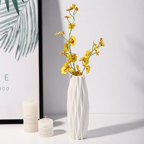 Vase - 21 x 4.5 x 5.5 cm - Plastique Blanc - Décoration Intérieure Salon Table - Résistant aux Chutes - 1 Pièce (1/5)