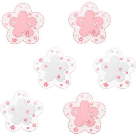 posavasos con diseño de flor de cerezo, de silicona antideslizante y aislantes del calor, para mesa de té y escritorio. (1/5)