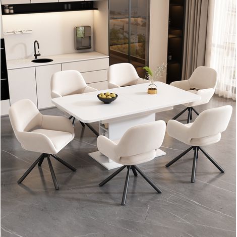 Mesa comedor extensible con almacenaje beige OKMYHOME (1/5)
